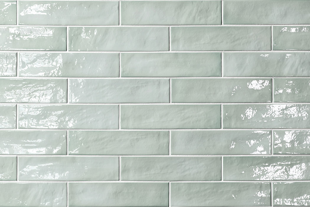 Feinsteinzeug Riemchen 246 x 60 mm mellow mint glossy