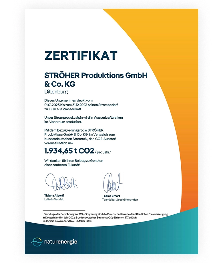 Stroeher Zertifizierung Naturenergie