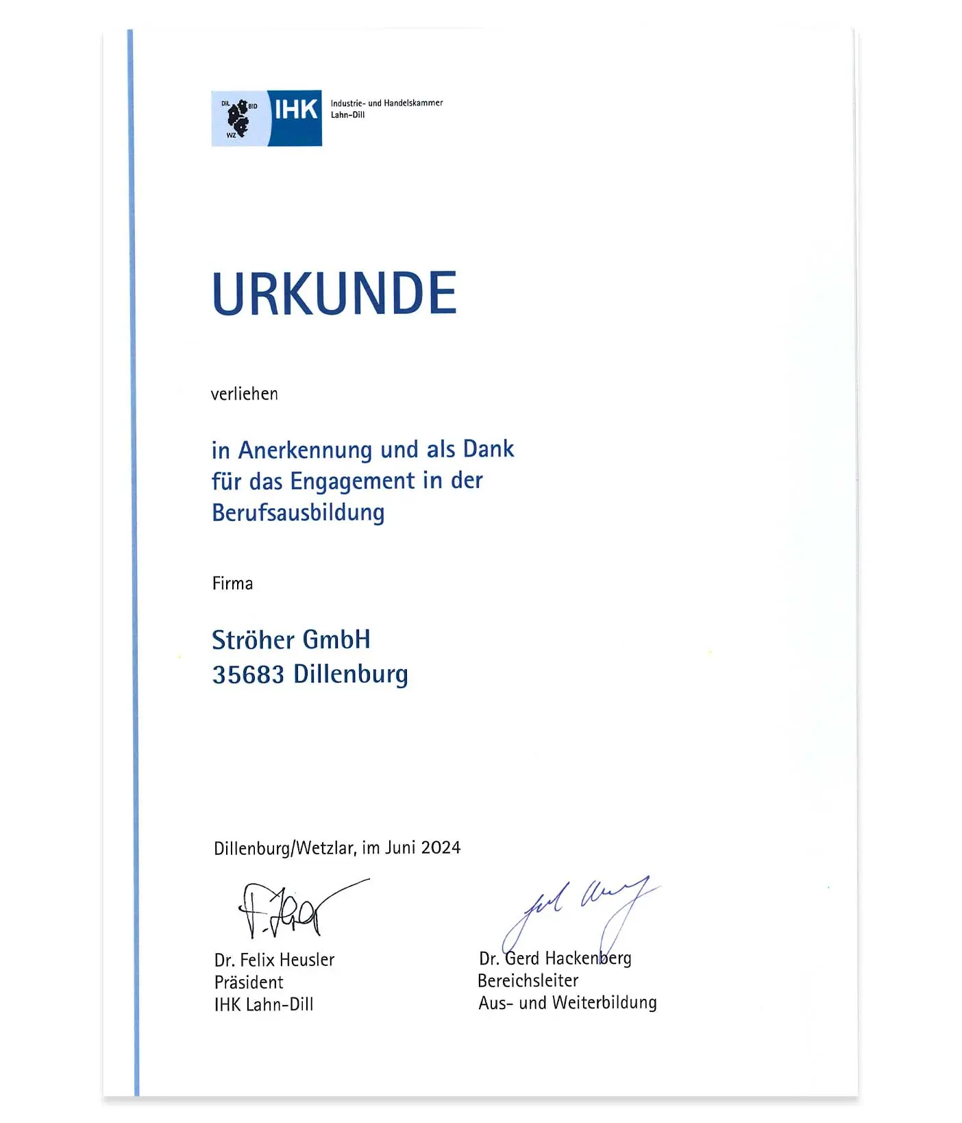 Stroeher Gruppe News Unternehmen Ihk Ausbildungsbetrieb 2024 02