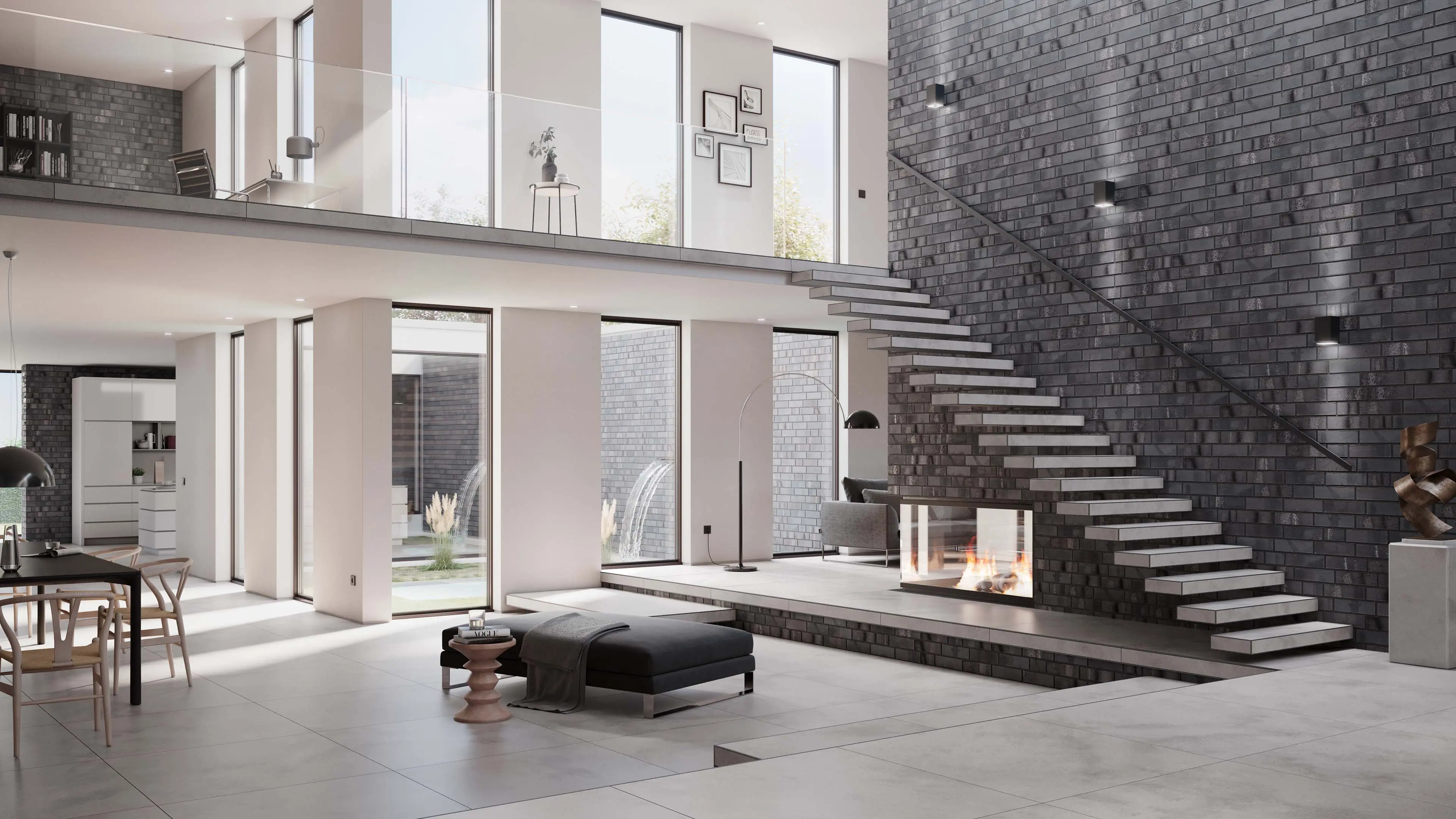 Stroeher Klinkerriemchen Brickwerk Aschgrau Klinkerwand Innen