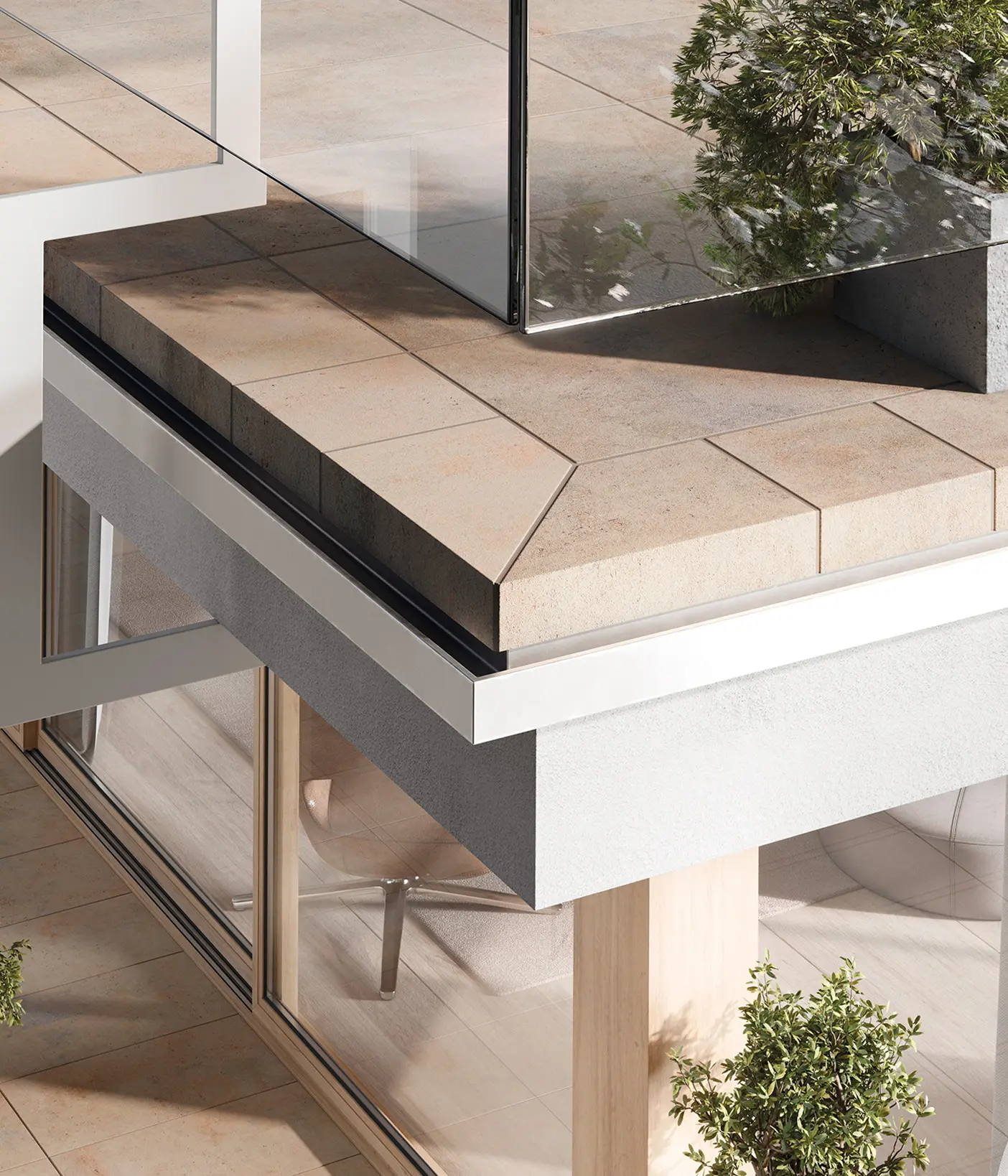 Stroeher Gravel Blend Balkonfliesen Randabschluesse