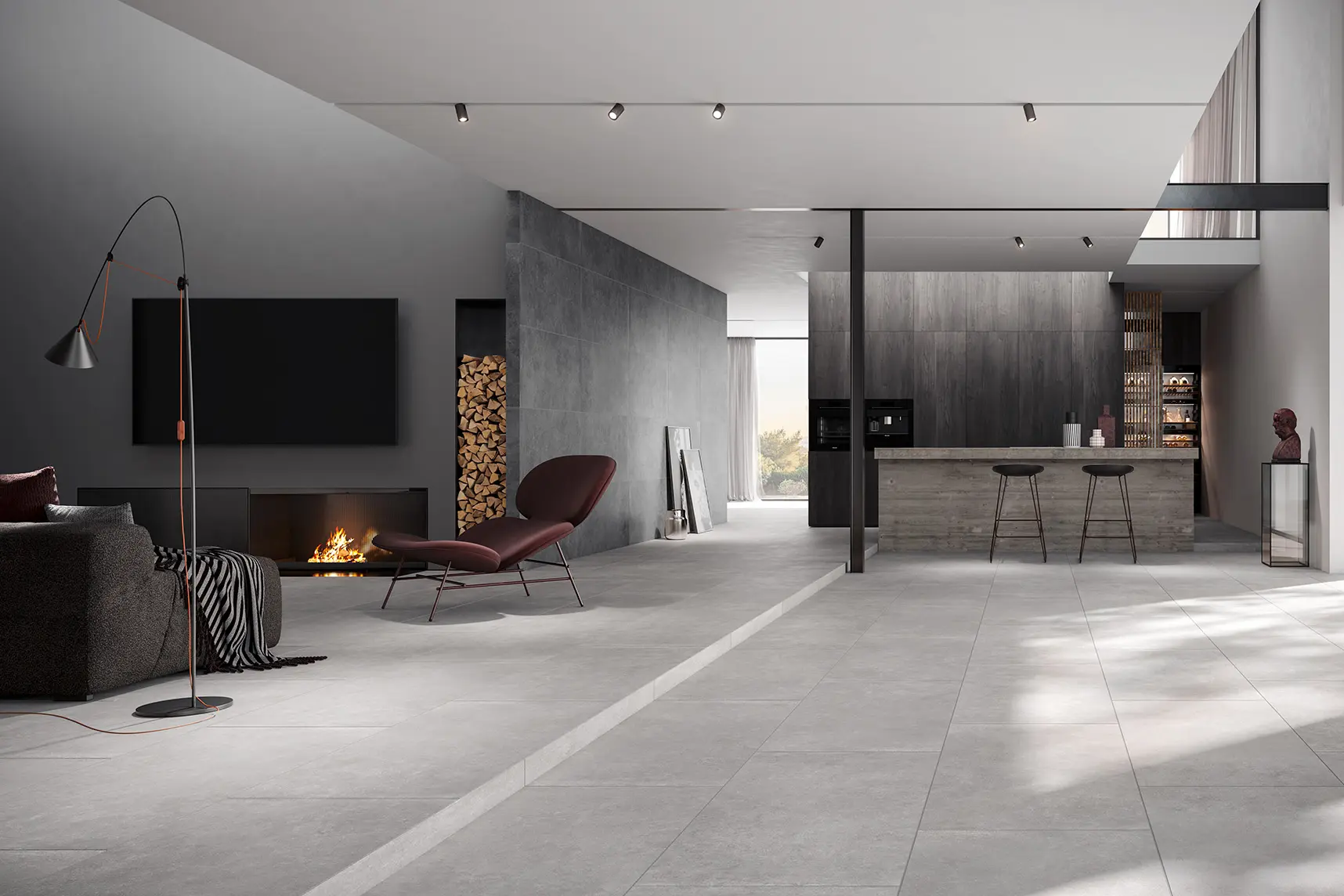 Stroeher Living Absolute Bodenfliesen In Zementoptik Wohnzimmer