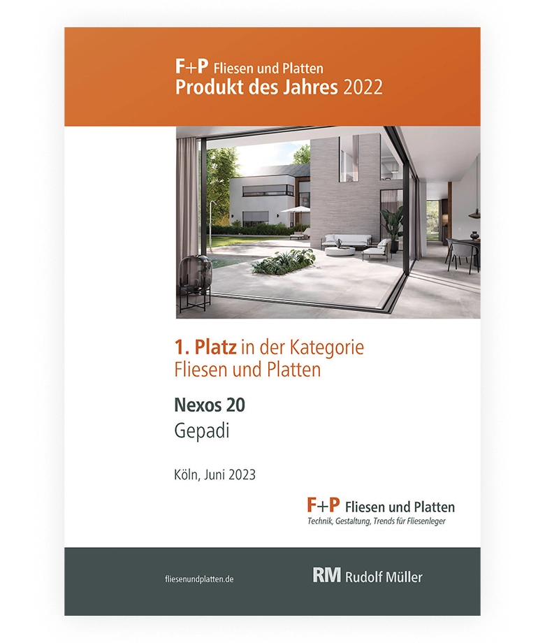 Gepadi Nexos 20 Urkunde Erstplatzierung Produkt des Jahres 2022