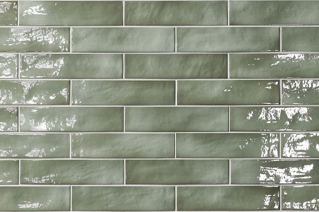 Feinsteinzeug Riemchen 246 x 60 mm jungle green glossy